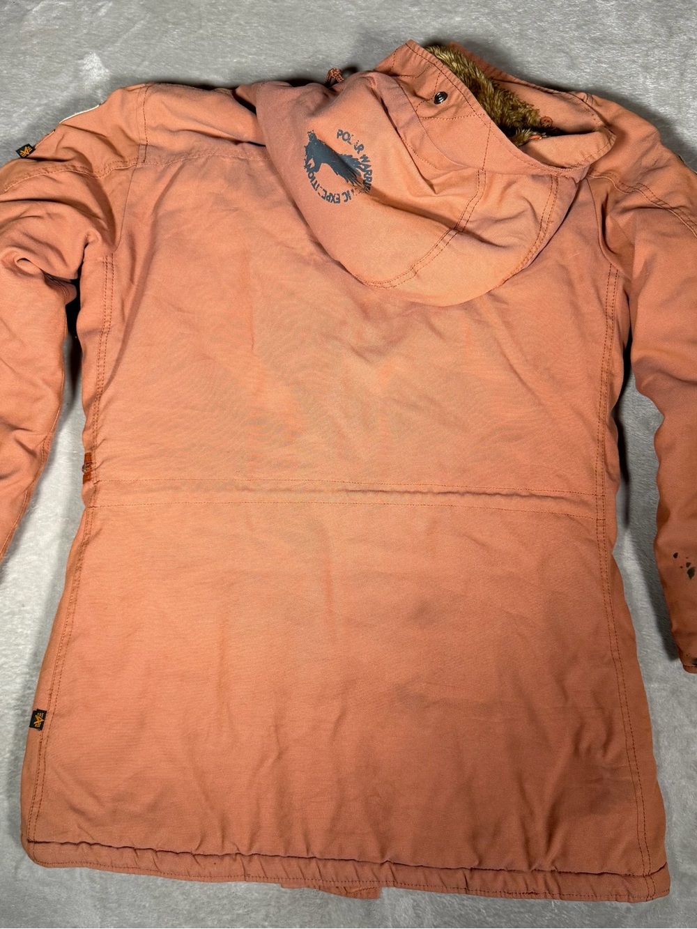 Alpha Industries Arctic Expedition Hooded Field Parka Jacket Orange Salmon XL - Picture 6 of 6